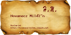 Hovanecz Milán névjegykártya