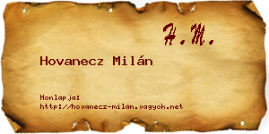 Hovanecz Milán névjegykártya